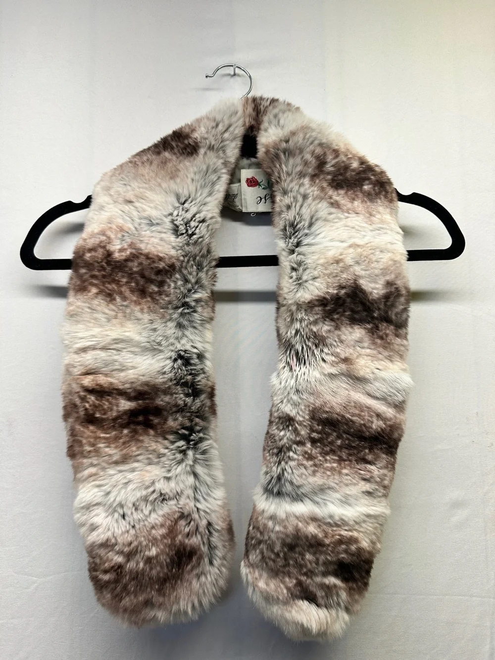 Vintage Genuine Fur Collar Scarf - Cream & Brown
